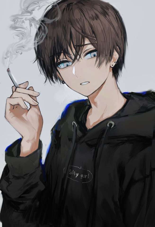 Hình ảnh anime nam ngầu hút thuốc