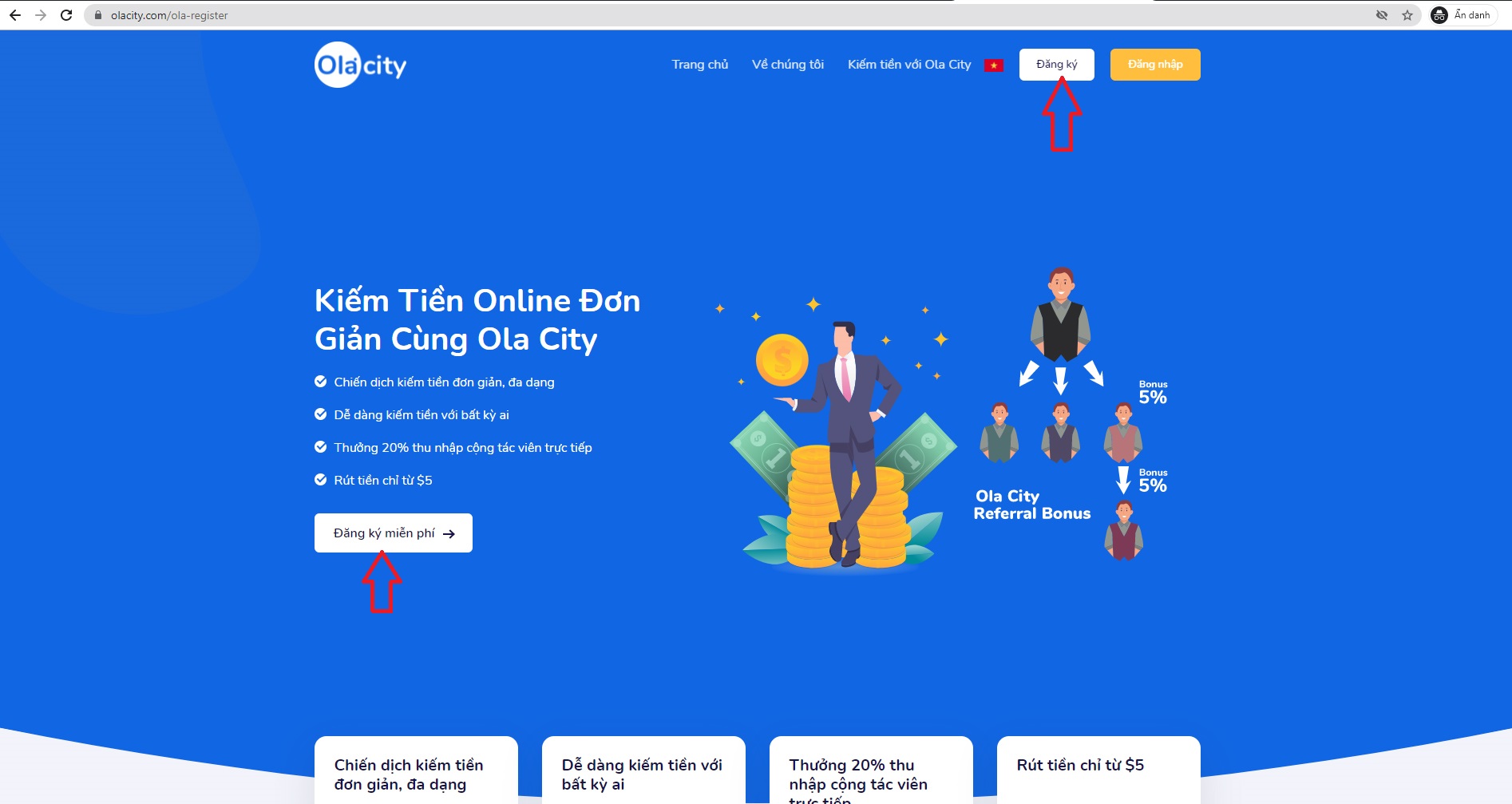 Hướng dẫn chi tiết kiếm tiền Ola City bằng link rút gọn